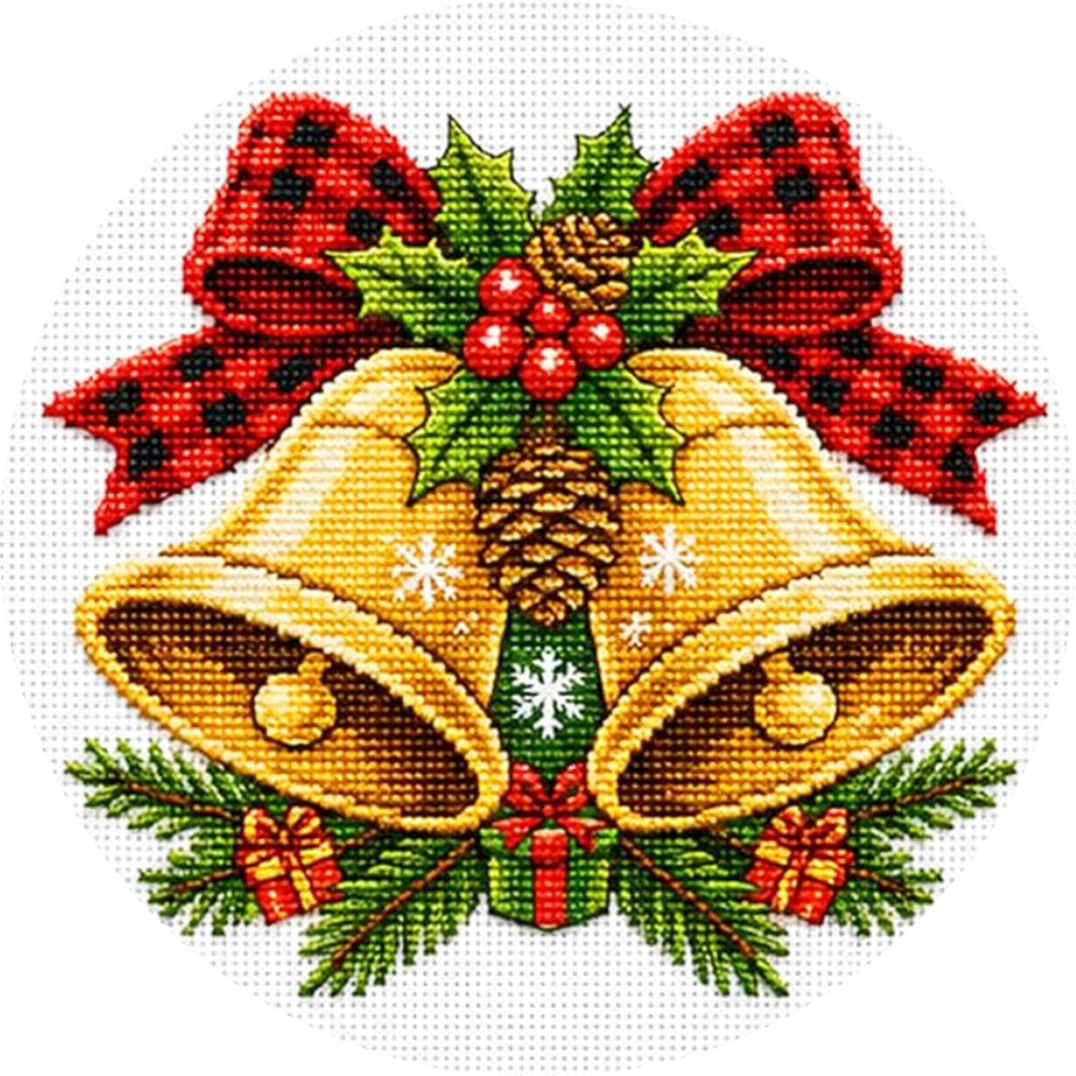 Golden Bells - Full 11CT Stamped Cross Stitch 26x26CM - Huacan