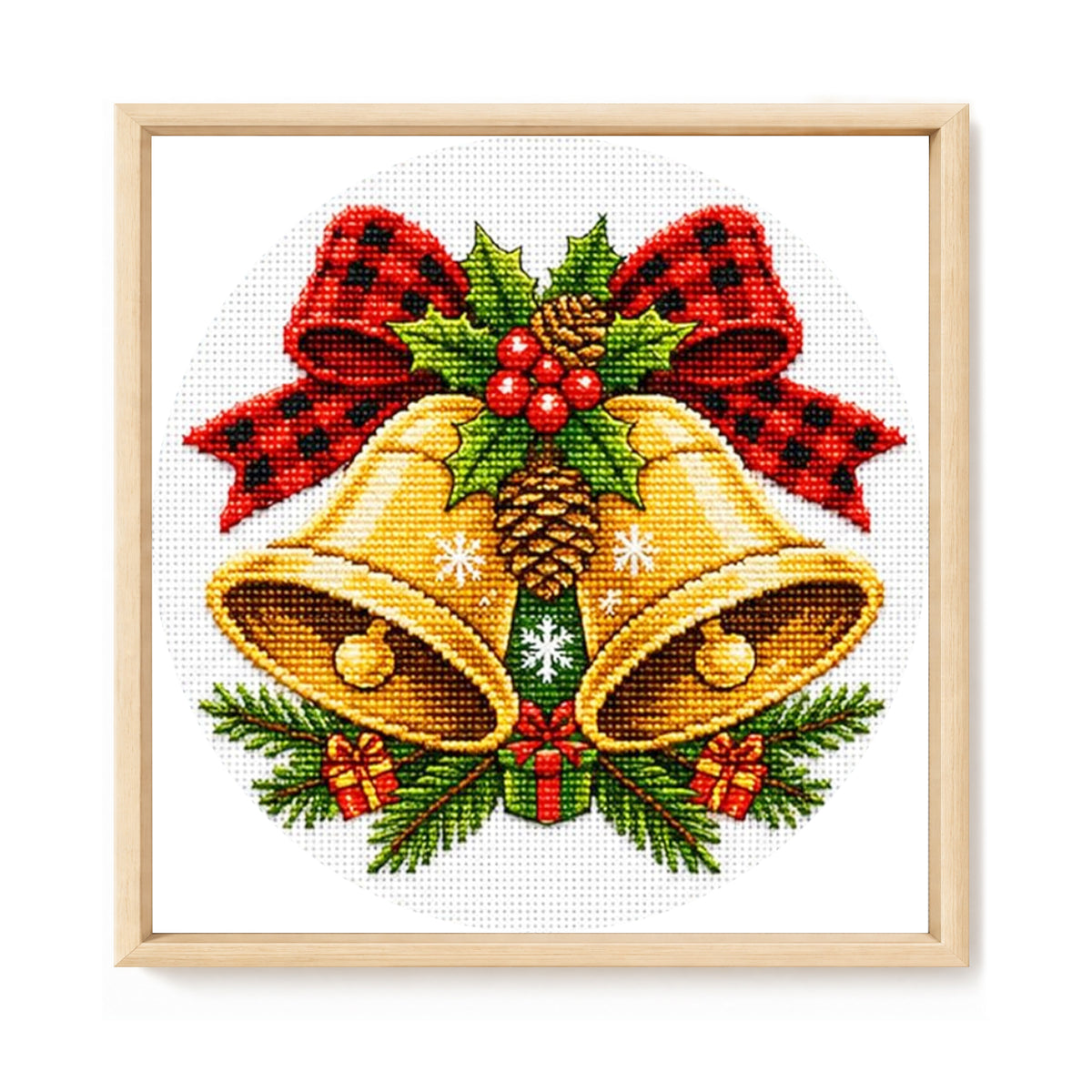 Golden Bells - Full 11CT Stamped Cross Stitch 26x26CM - Huacan