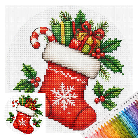 Geschenkstrumpf – Vollständiges 11CT gestempeltes Kreuzstich-Set 26x26CM – Huacan