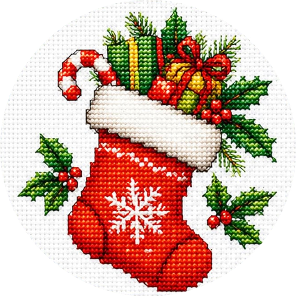 Geschenkstrumpf – Vollständiges 11CT gestempeltes Kreuzstich-Set 26x26CM – Huacan
