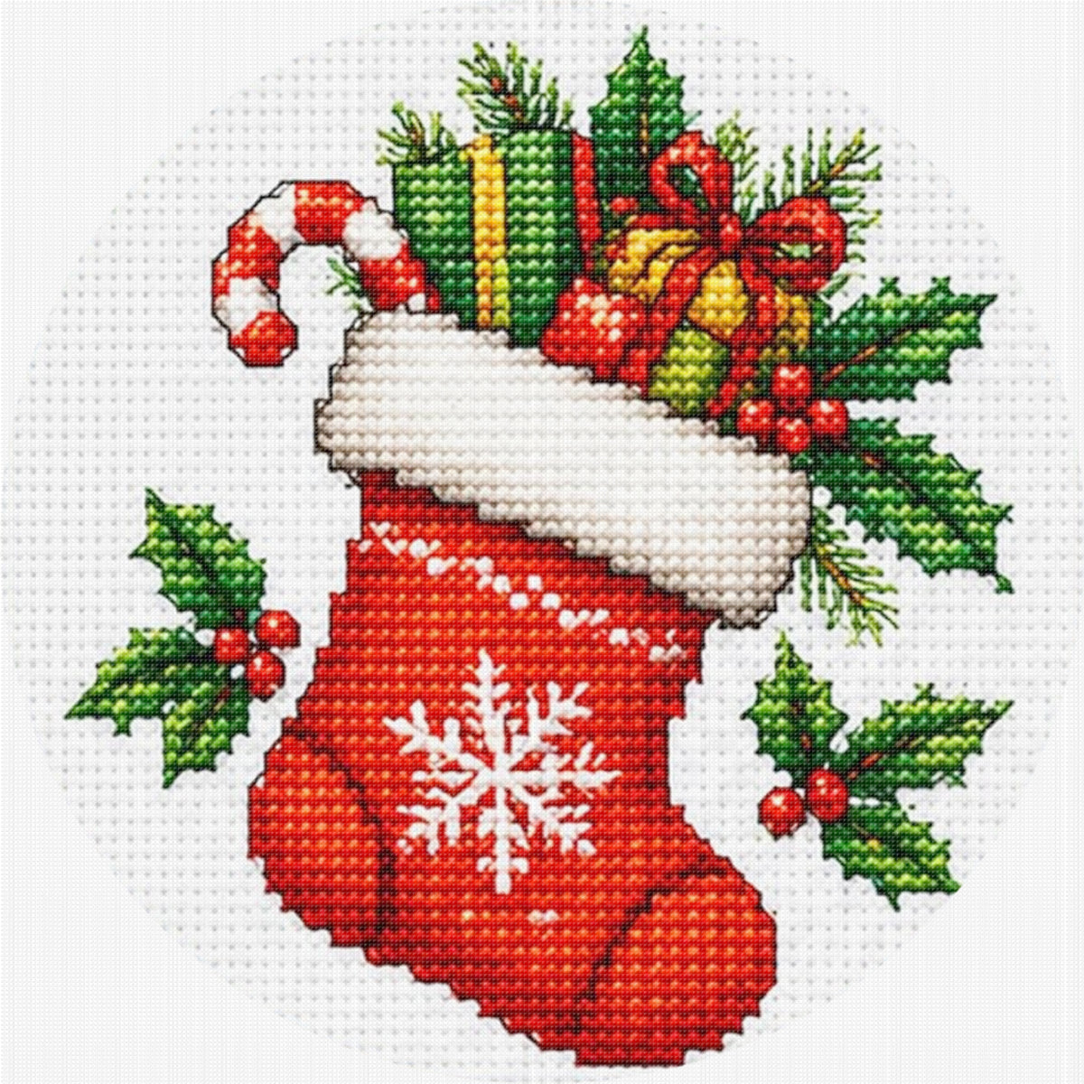 Geschenkstrumpf – Vollständiges 11CT gestempeltes Kreuzstich-Set 26x26CM – Huacan