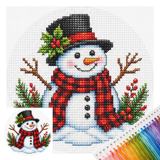 Süßer Schneemann - Komplettes 11CT Stempel-Kreuzstich-Set 26x26cm - Huacan