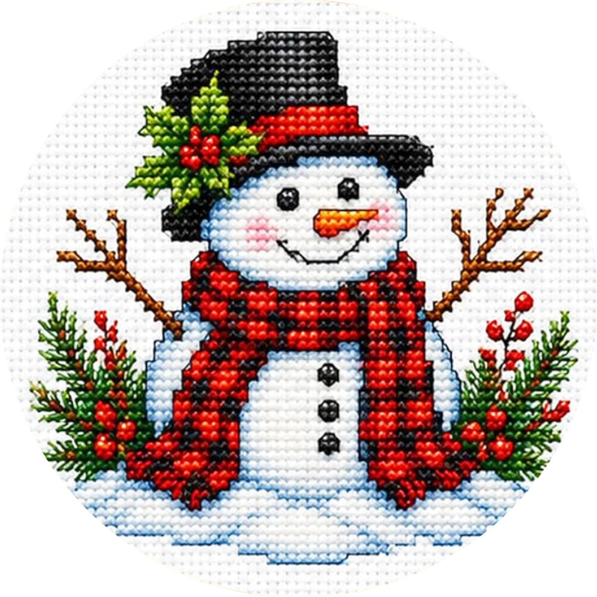 Cute Snowman - Full 11CT Stamped Cross Stitch 26x26CM - Huacan