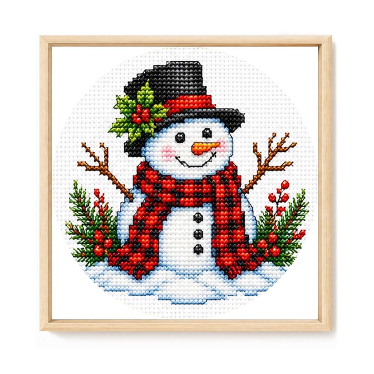 Cute Snowman - Full 11CT Stamped Cross Stitch 26x26CM - Huacan