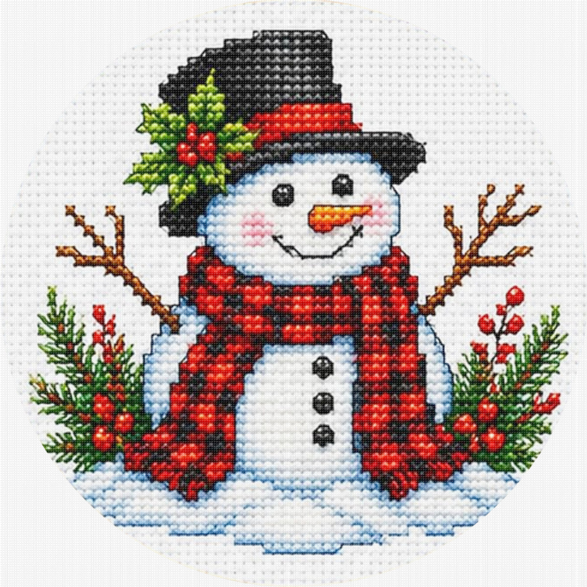 Cute Snowman - Full 11CT Stamped Cross Stitch 26x26CM - Huacan