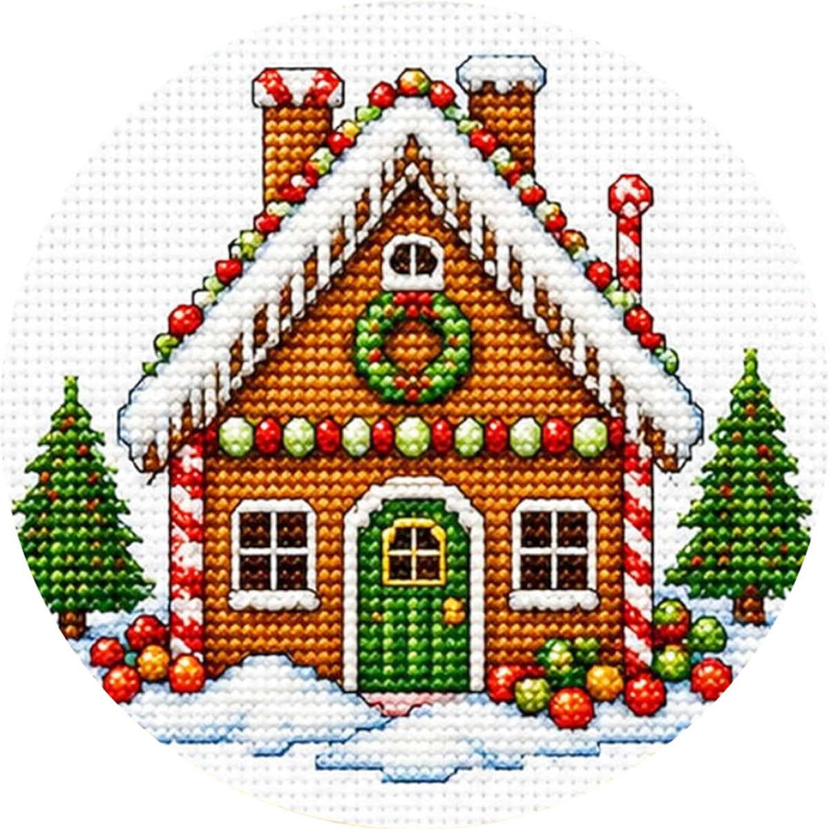 Lebkuchenhaus – Komplettes 11CT gestempeltes Kreuzstich-Set 26x26 cm – Huacan