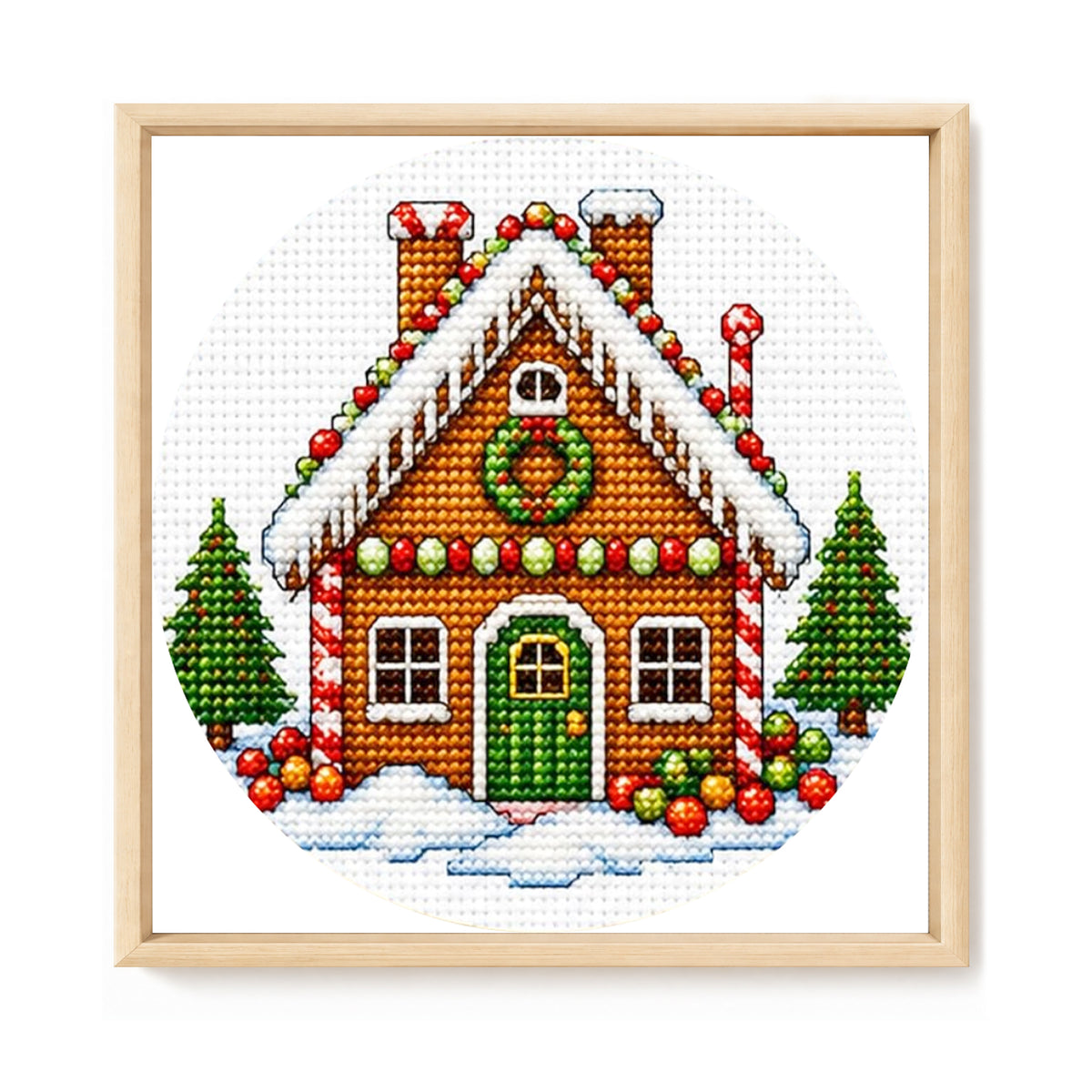 Lebkuchenhaus – Komplettes 11CT gestempeltes Kreuzstich-Set 26x26 cm – Huacan