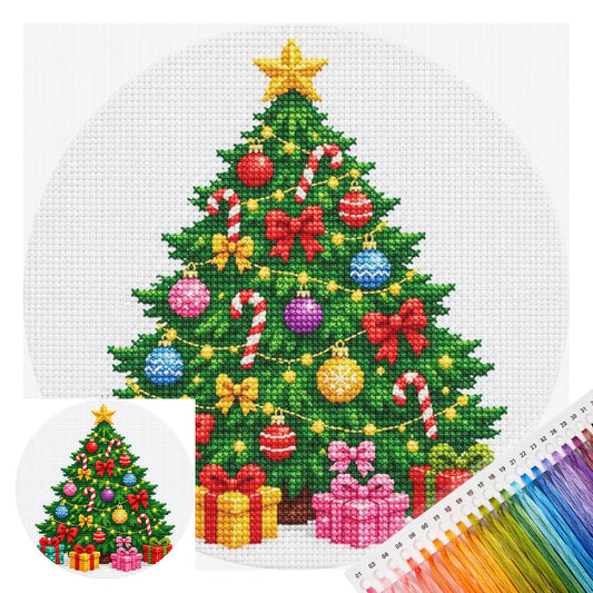 Weihnachtsbaum – Vollständiges 11CT Stempel-Kreuzstichset 26x26cm – Huacan