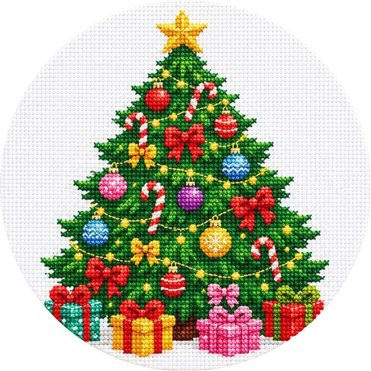 Weihnachtsbaum – Vollständiges 11CT Stempel-Kreuzstichset 26x26cm – Huacan