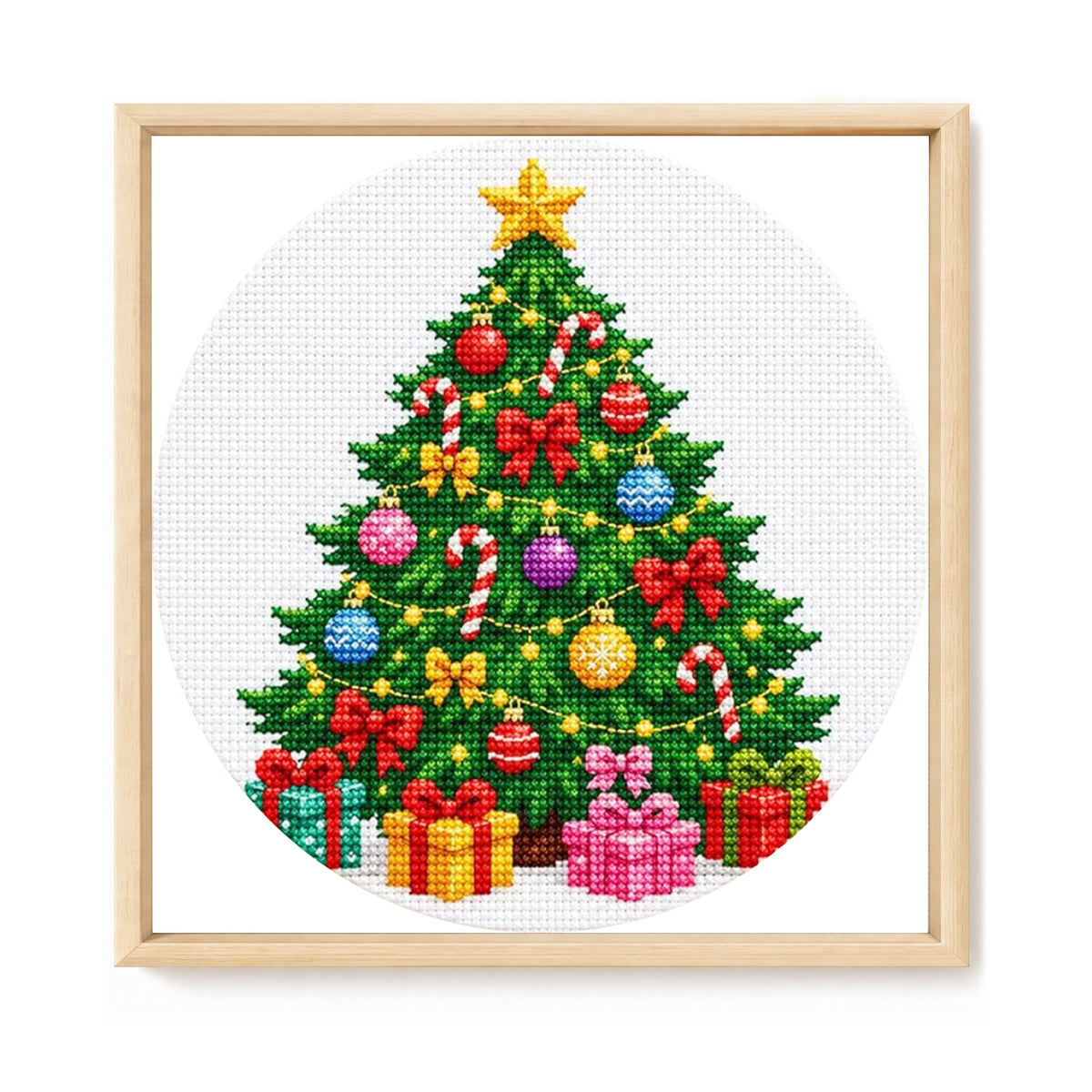 Weihnachtsbaum – Vollständiges 11CT Stempel-Kreuzstichset 26x26cm – Huacan