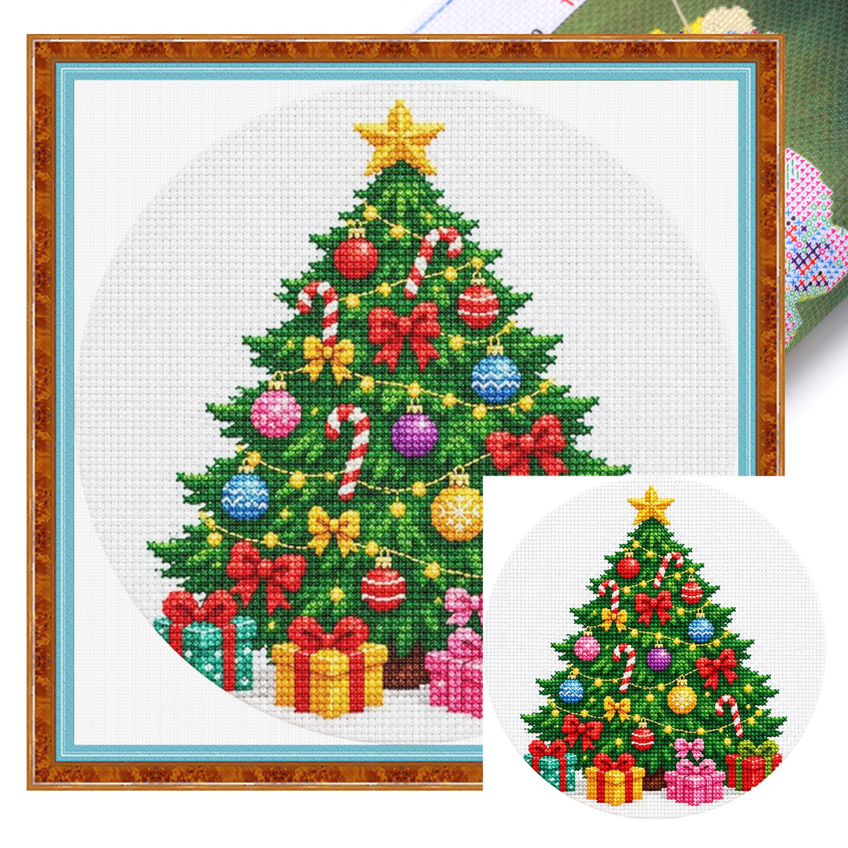 Weihnachtsbaum – Vollständiges 11CT Stempel-Kreuzstichset 26x26cm – Huacan