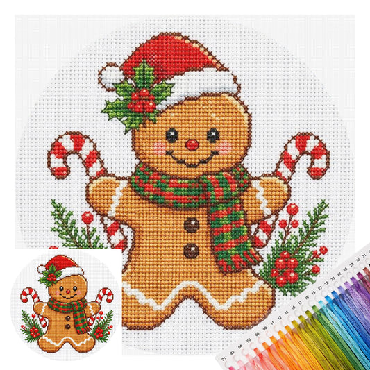 Lebkuchenmann - Vollständiges 11CT gestempeltes Kreuzstich-Set 26x26CM - Huacan