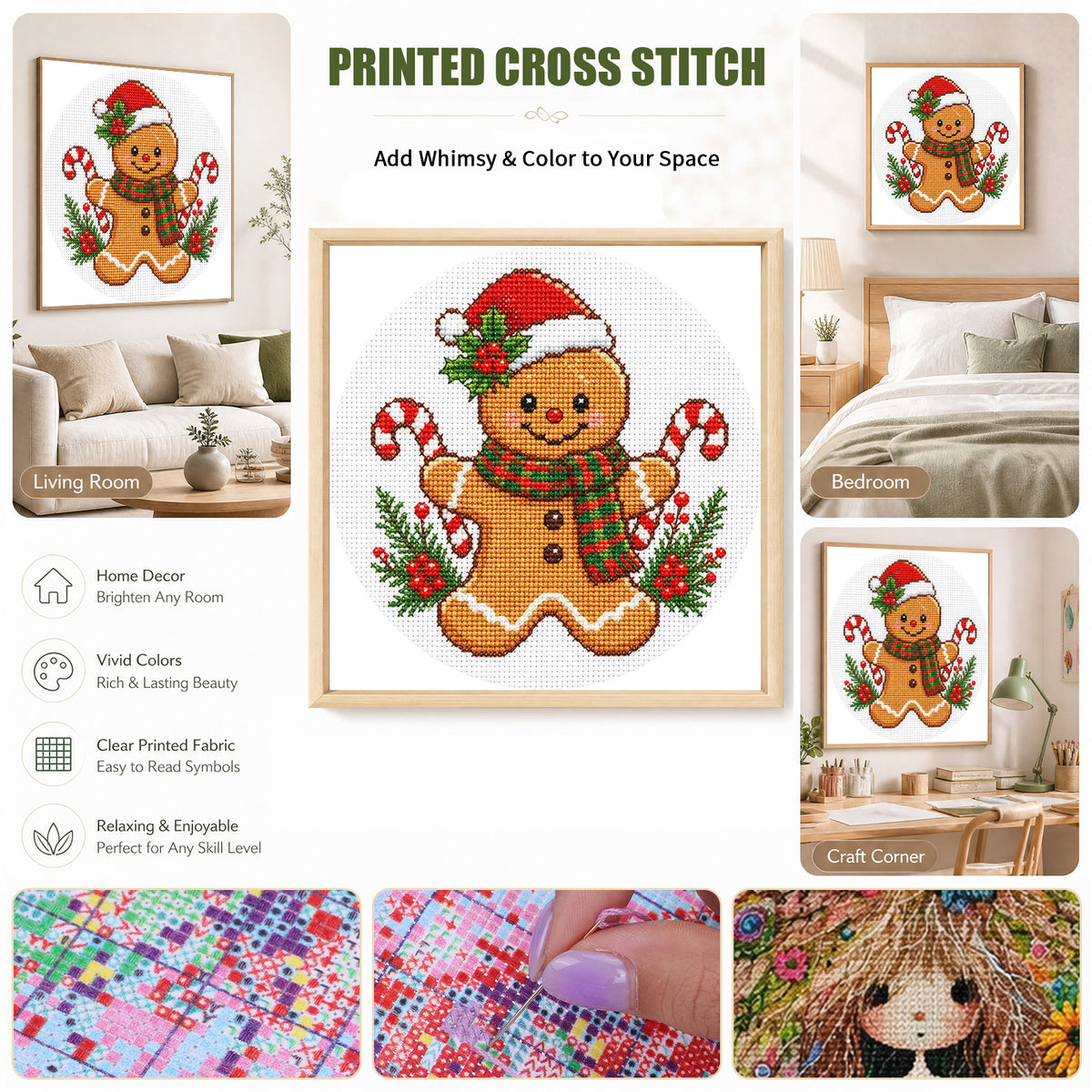 Ginger Man - Full 11CT Stamped Cross Stitch 26x26CM - Huacan