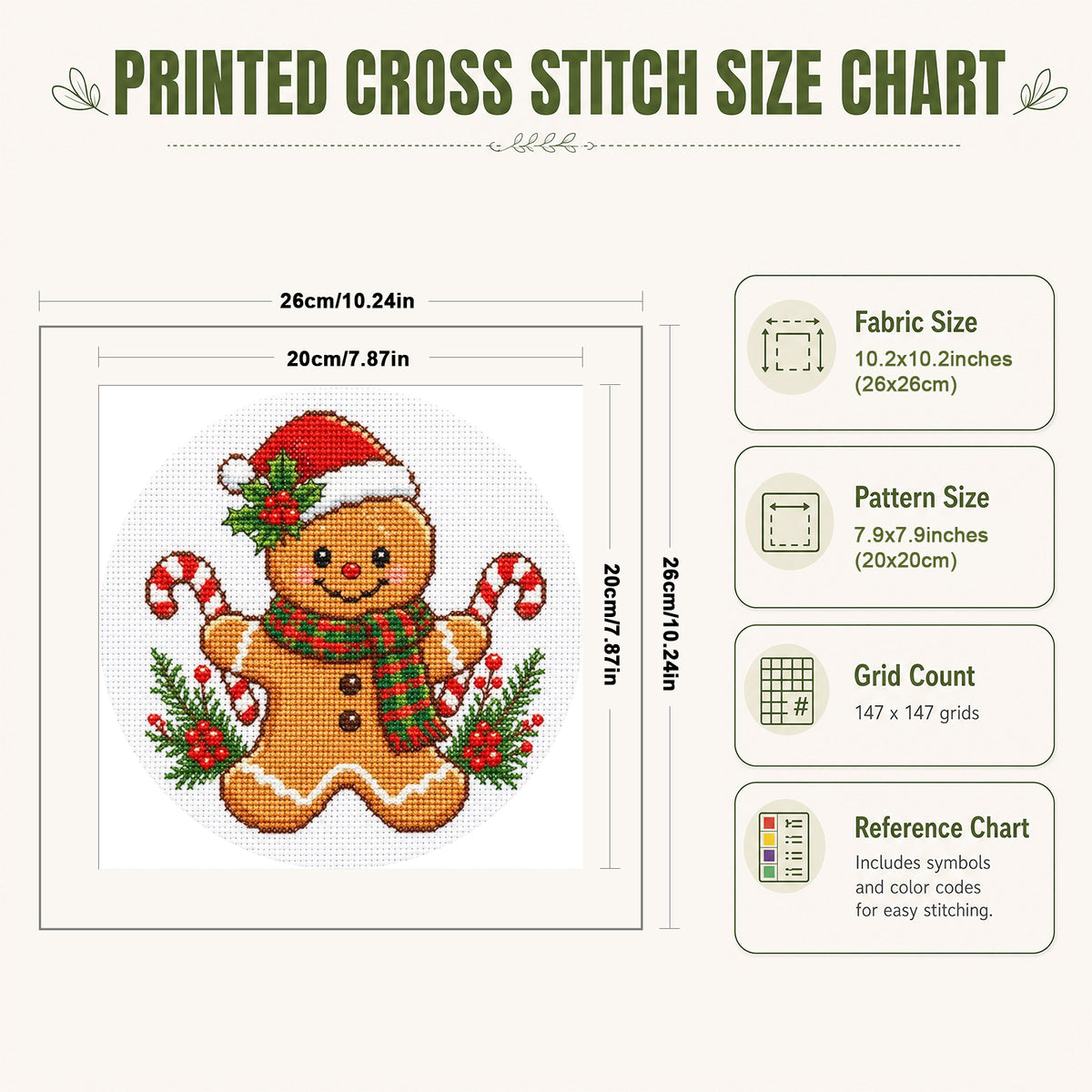 Ginger Man - Full 11CT Stamped Cross Stitch 26x26CM - Huacan
