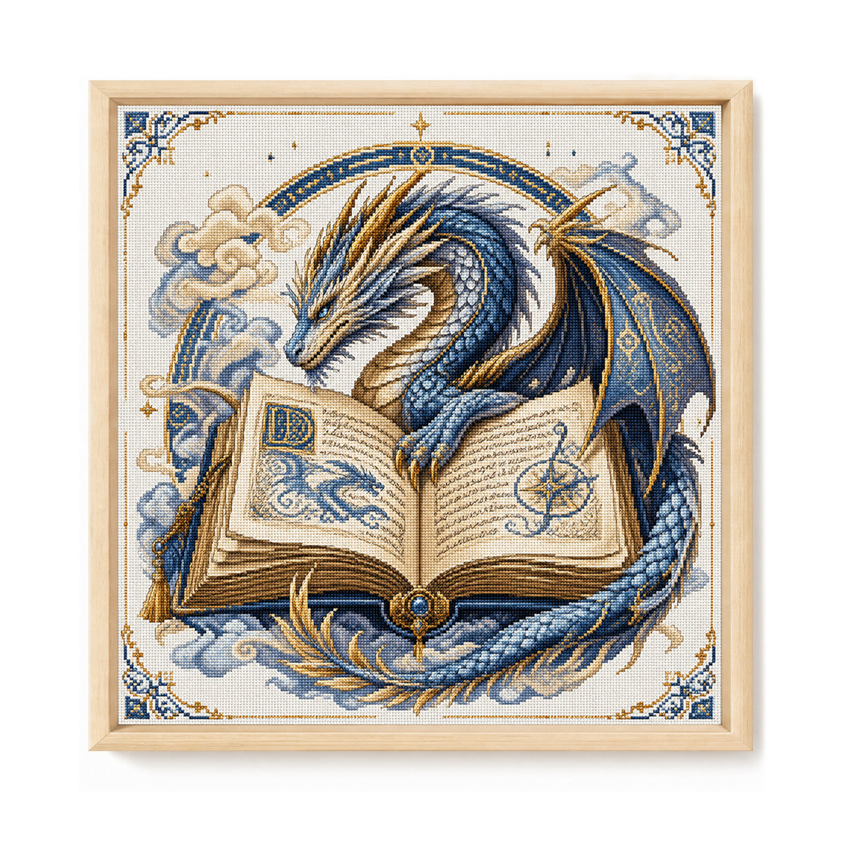 Bücherdrache - Vollständiges 14CT Stempel-Kreuzstichset 40x40CM - Huacan