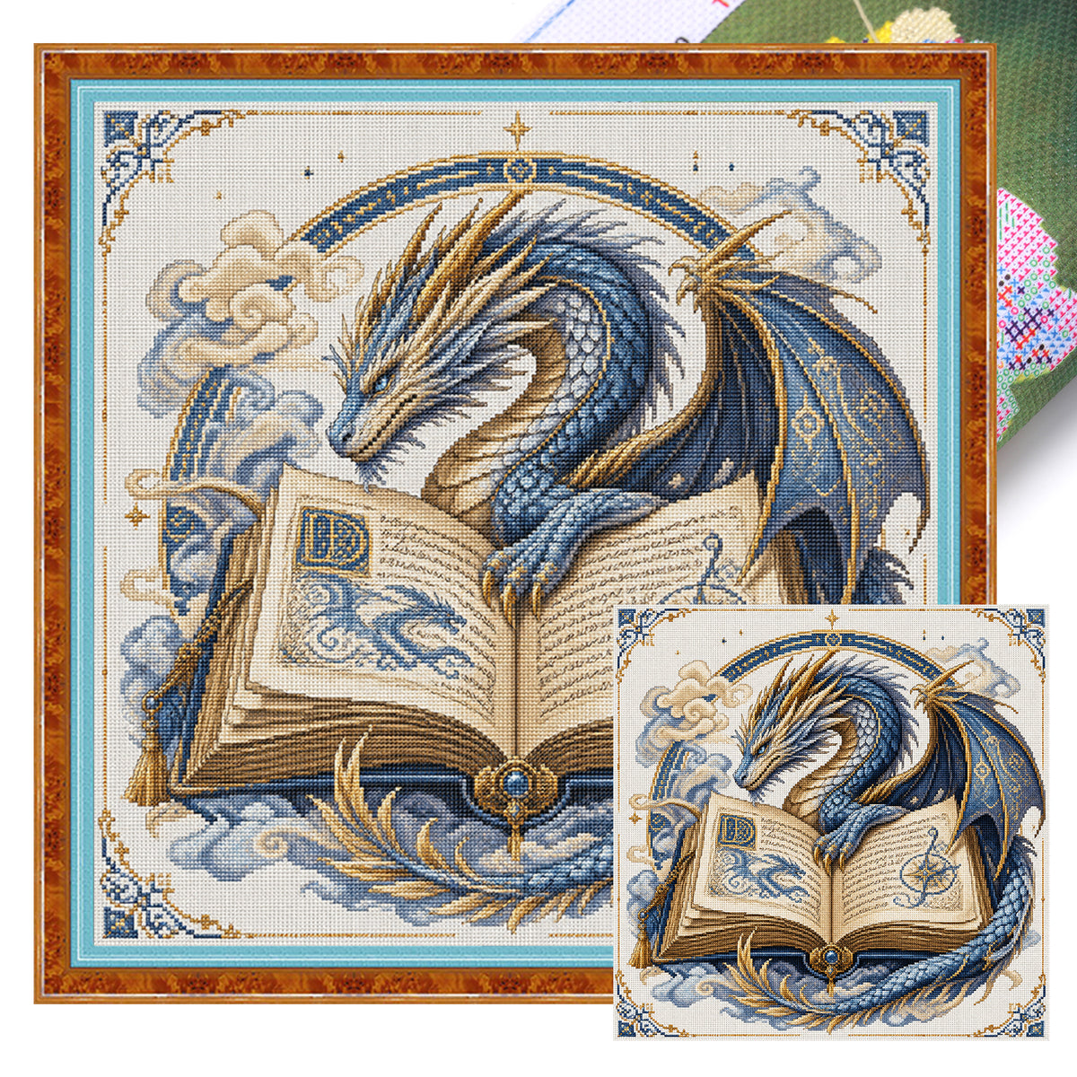 Bücherdrache - Vollständiges 14CT Stempel-Kreuzstichset 40x40CM - Huacan