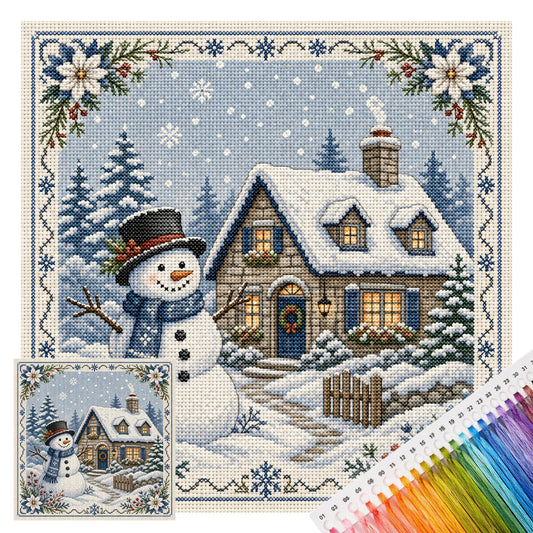 Winterhaus – Vollständiges 14CT-Stempel-Kreuzstichset 40x40 cm – Huacan