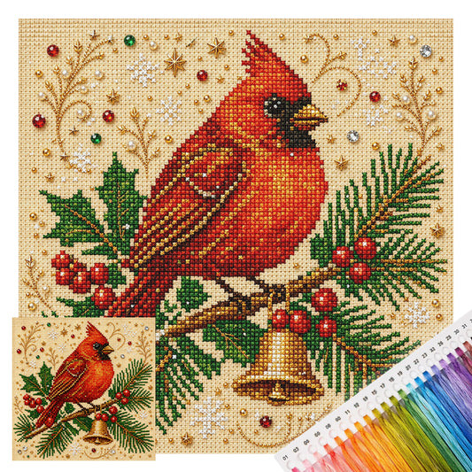 Winterfinken-Vogel – Vollständiges 14CT gestempeltes Kreuzstich-Set 30x30CM – Huacan