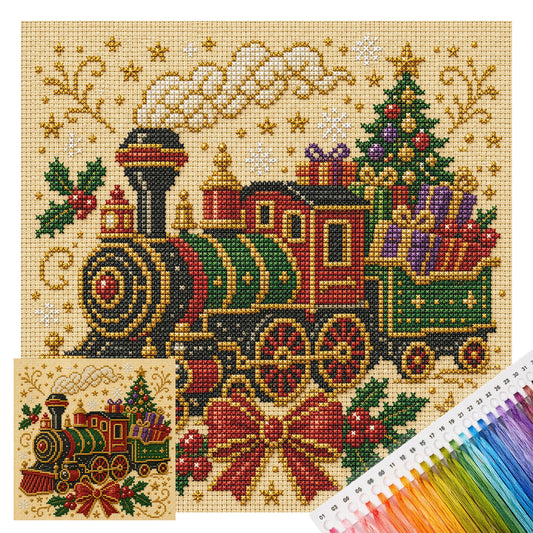 Weihnachtszug - Vollständiges 14CT gestempeltes Kreuzstich-Set 30x30CM - Huacan