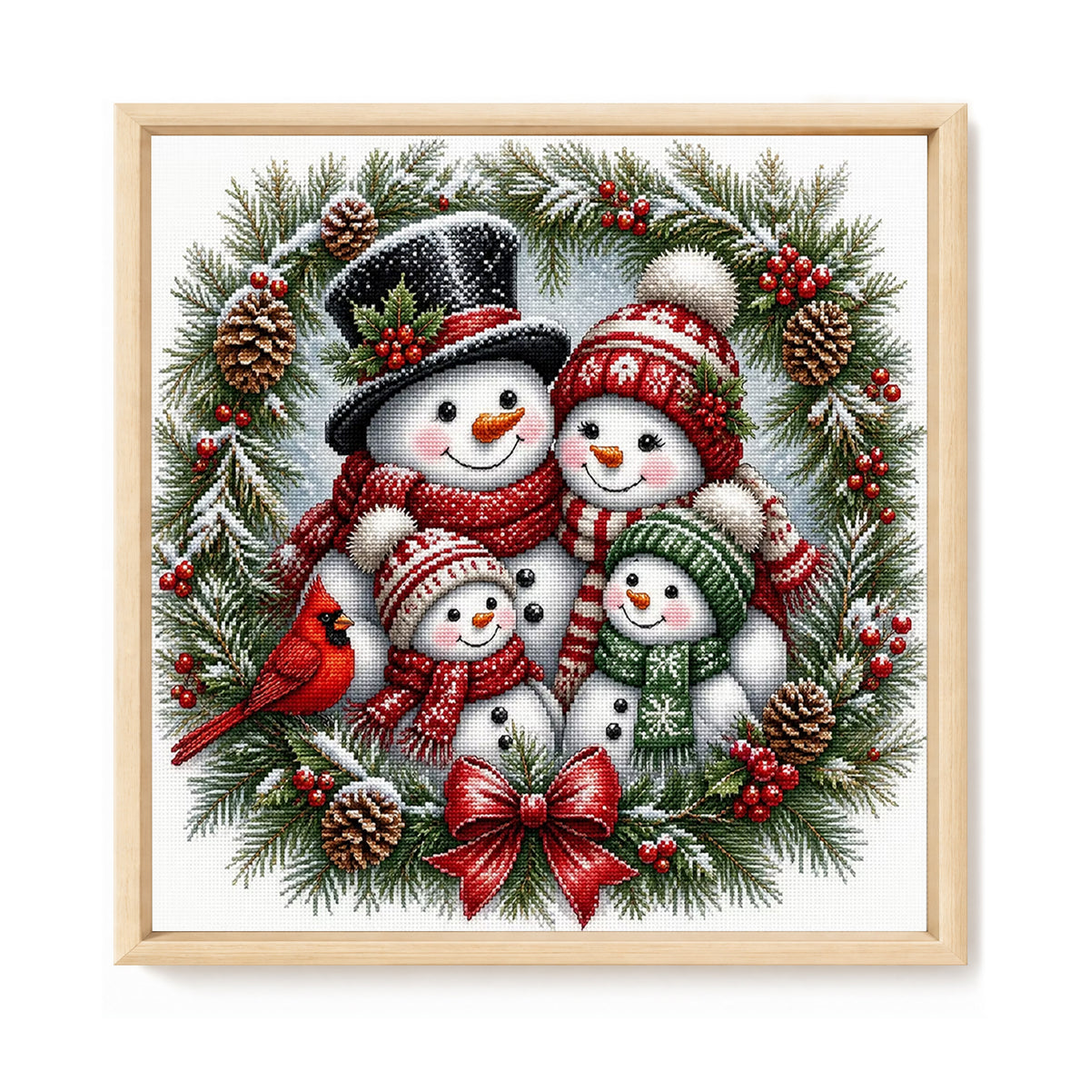 Snowman - Full 11CT Stamped Cross Stitch 45x45CM - Yishu