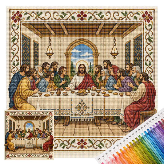 Das letzte Abendmahl – Vollständiges 14CT gestempeltes Kreuzstich-Set 40x40cm – Huacan