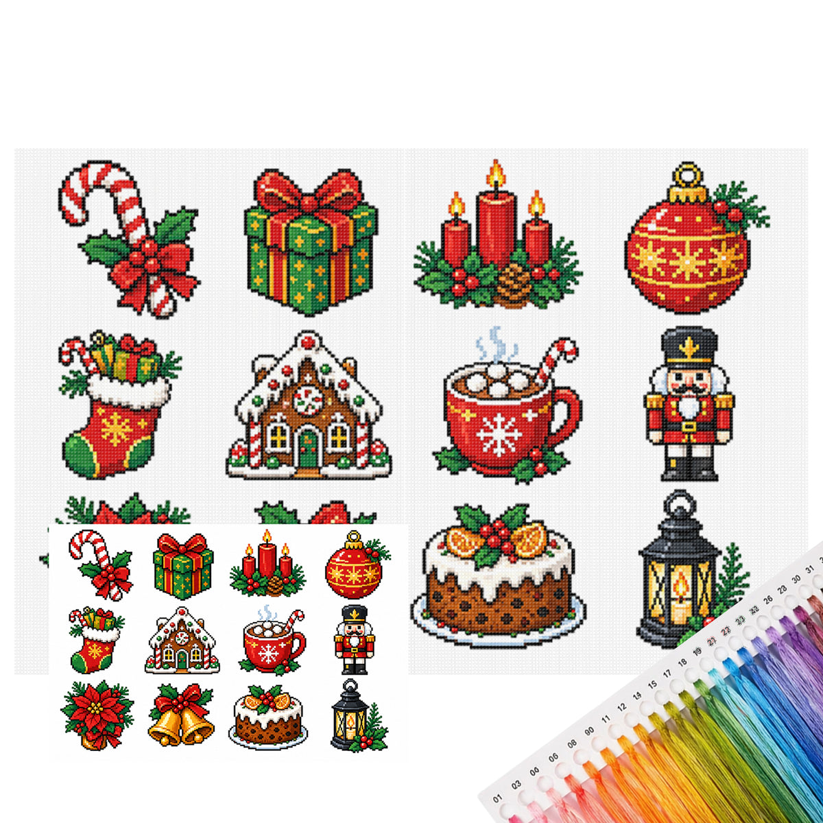 Weihnachtsszenen – Vollständiges 11CT Stempel-Kreuzstich-Set 60x40CM – Huacan