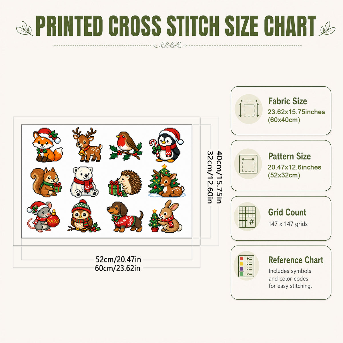 Weihnachtsszenen – Vollständiges 11CT gestempeltes Kreuzstich-Set 60x40CM – Huacan