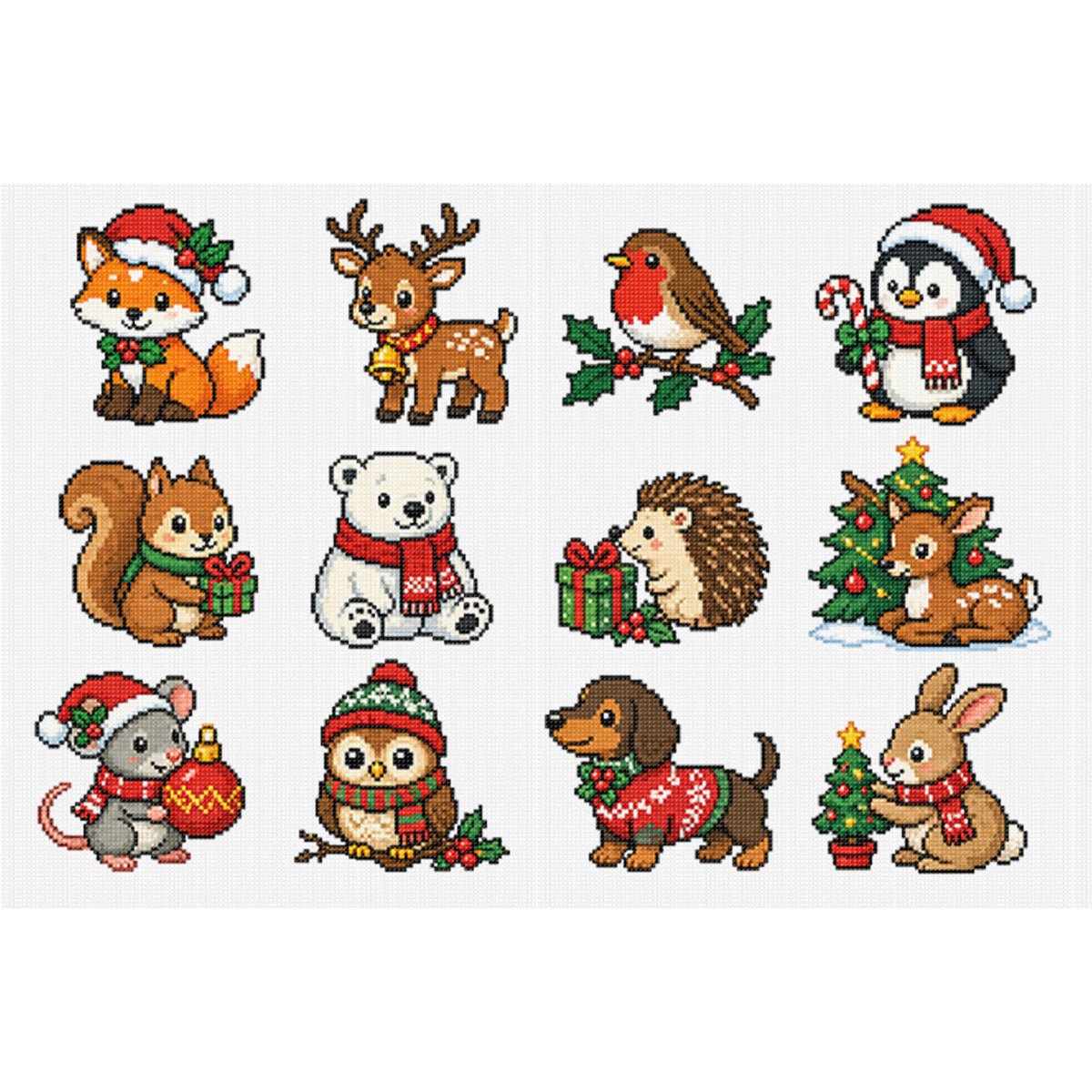 Weihnachtsszenen – Vollständiges 11CT gestempeltes Kreuzstich-Set 60x40CM – Huacan