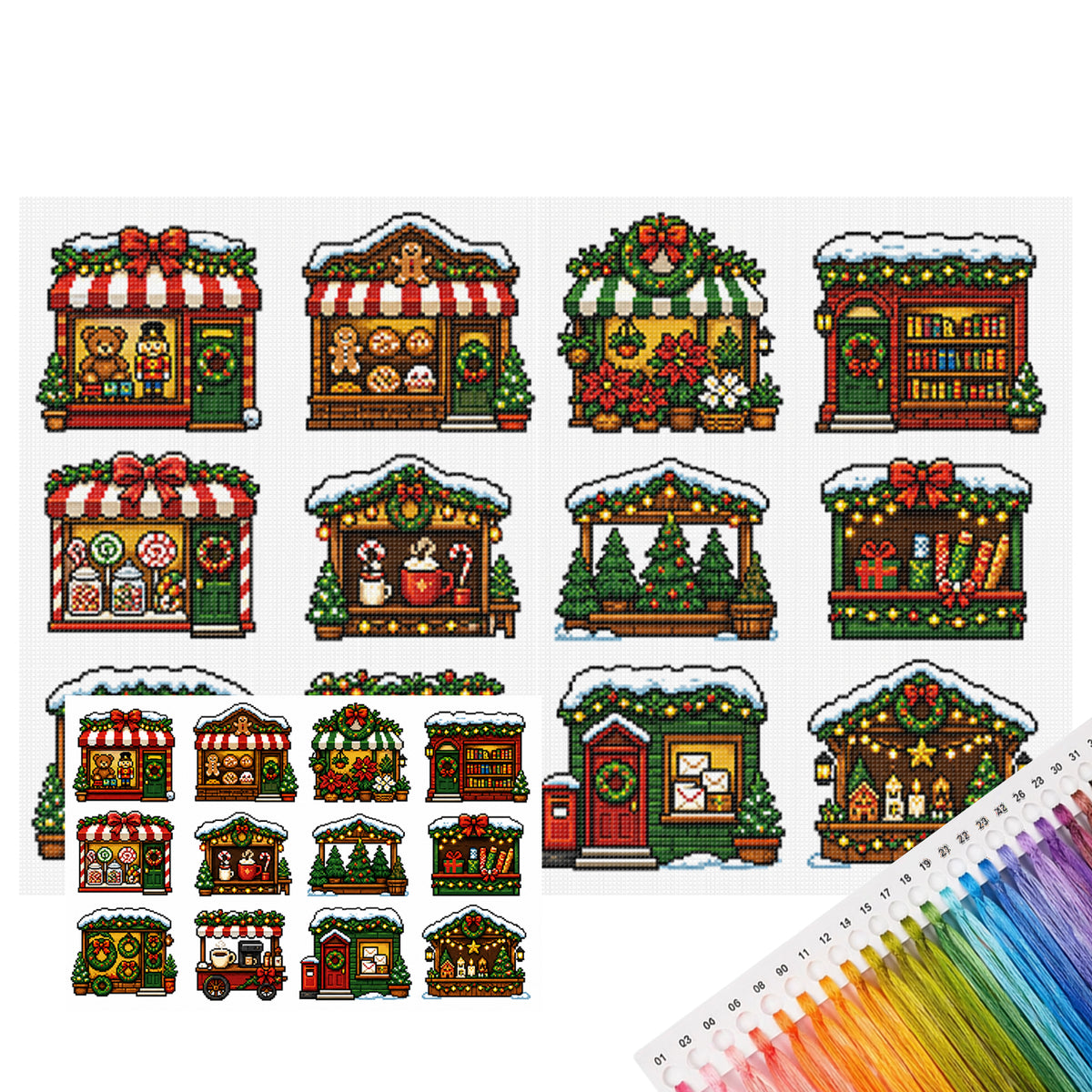 Weihnachtsszenen – Vollständiges 11CT gestempeltes Kreuzstich-Set 60x40CM – Huacan