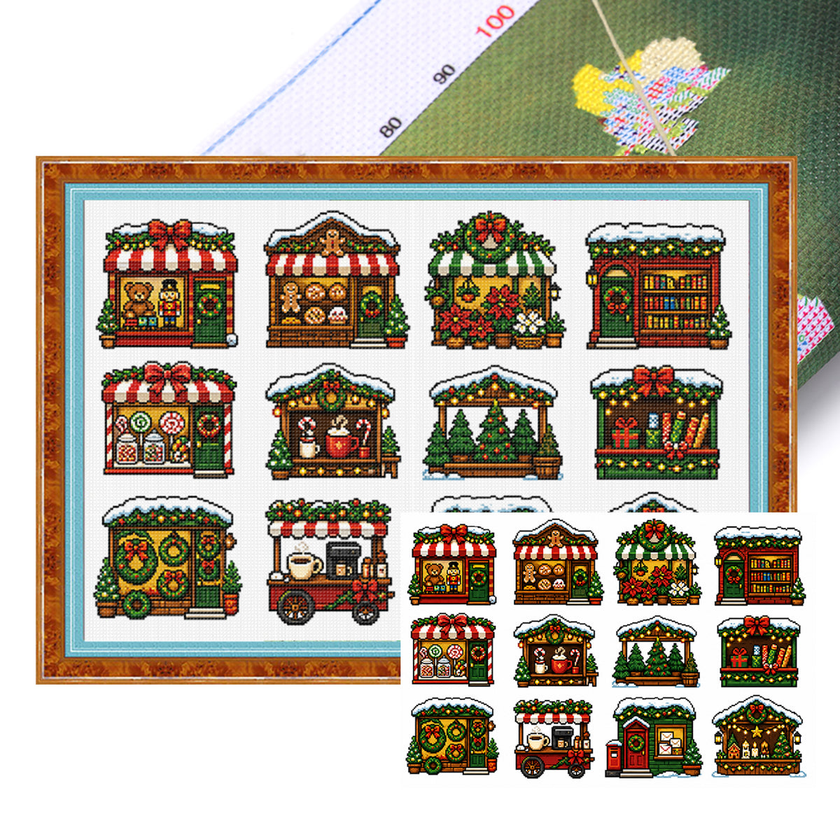 Weihnachtsszenen – Vollständiges 11CT gestempeltes Kreuzstich-Set 60x40CM – Huacan