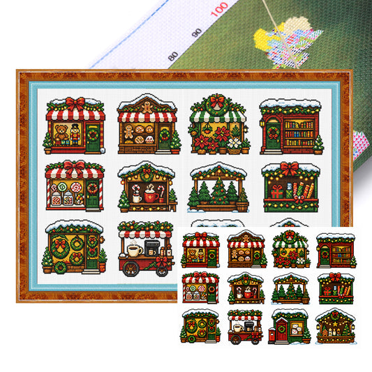 Weihnachtsszenen – Vollständiges 11CT gestempeltes Kreuzstich-Set 60x40CM – Huacan