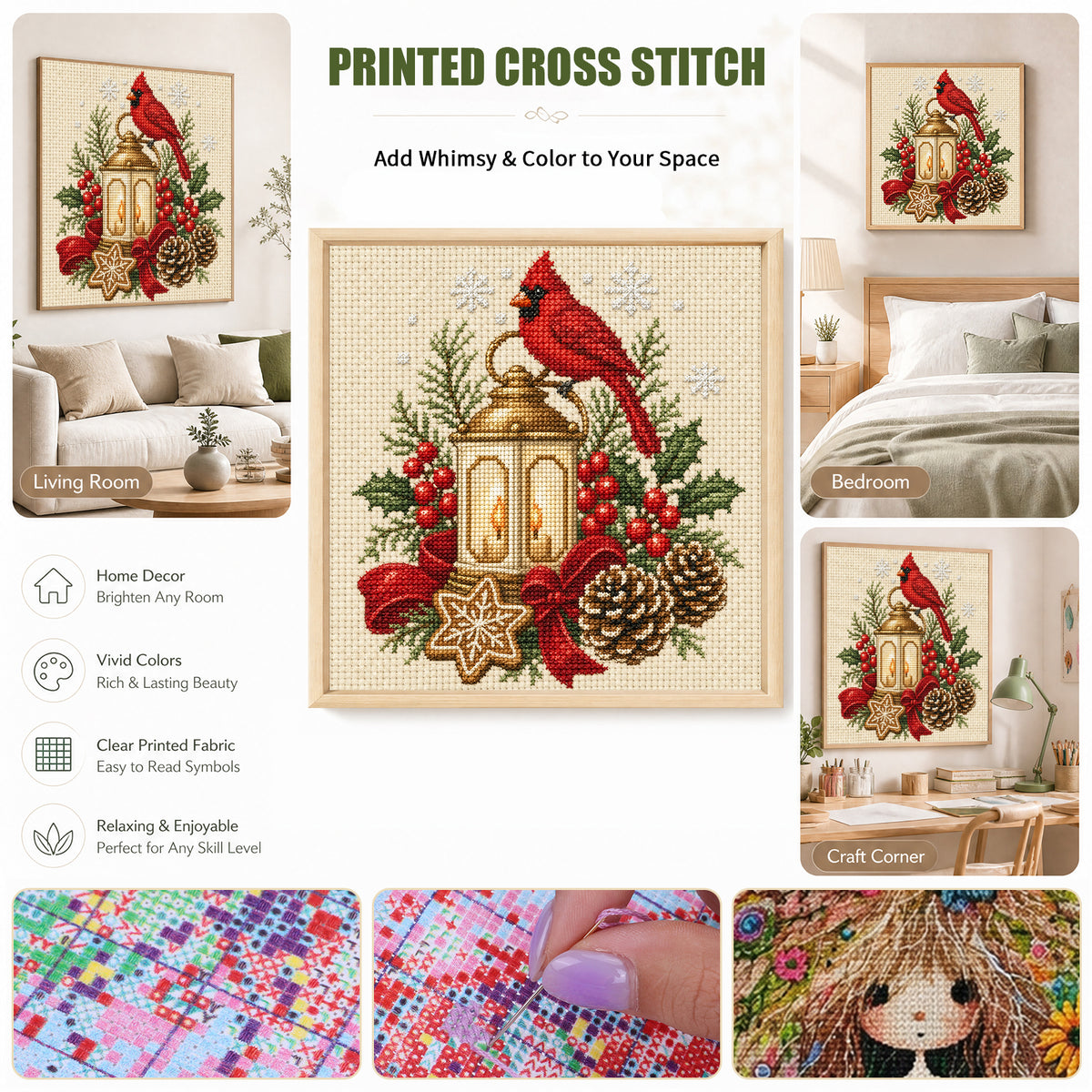 Winter Glow - Full 14CT Stamped Cross Stitch 30x30CM - Huacan