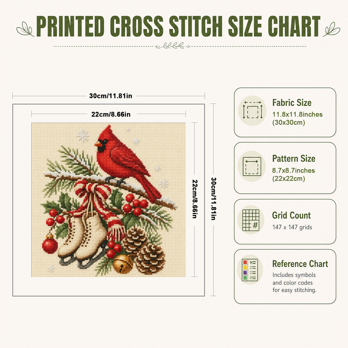 Frost Skate - Full 14CT Stamped Cross Stitch 30x30CM - Huacan