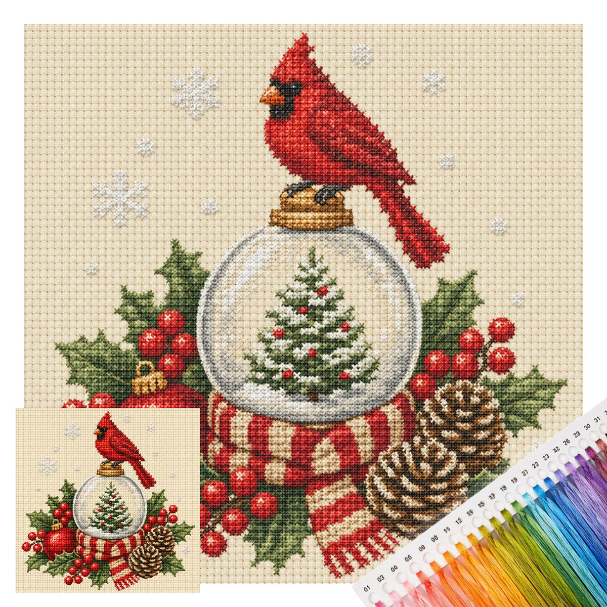 Snow Globe - Full 14CT Stamped Cross Stitch 30x30CM - Huacan