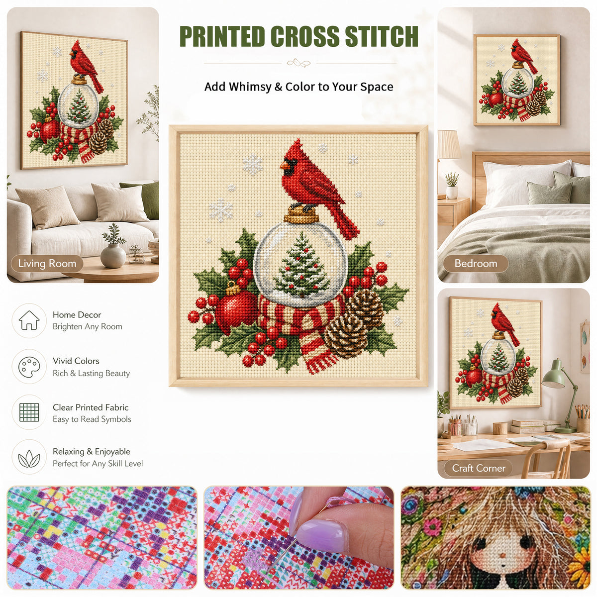 Snow Globe - Full 14CT Stamped Cross Stitch 30x30CM - Huacan