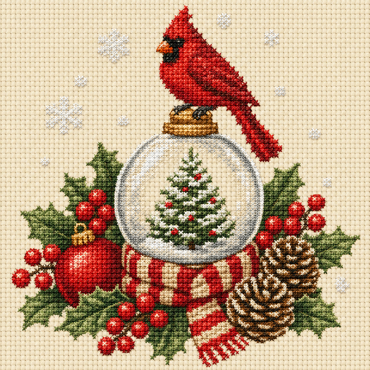 Snow Globe - Full 14CT Stamped Cross Stitch 30x30CM - Huacan
