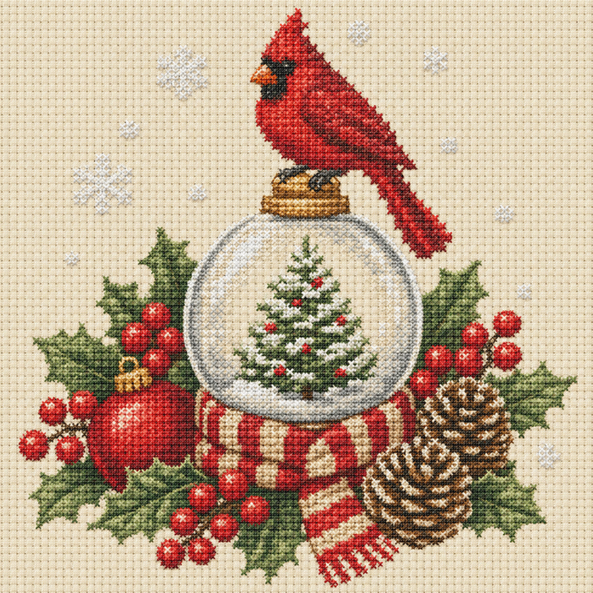 Snow Globe - Full 14CT Stamped Cross Stitch 30x30CM - Huacan