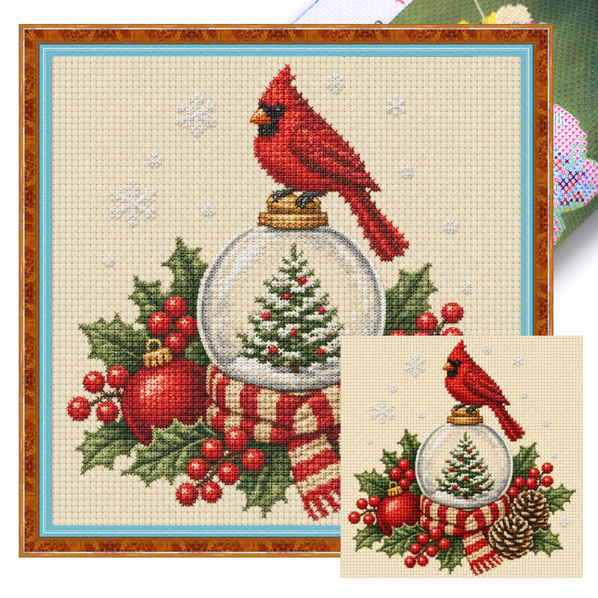 Snow Globe - Full 14CT Stamped Cross Stitch 30x30CM - Huacan