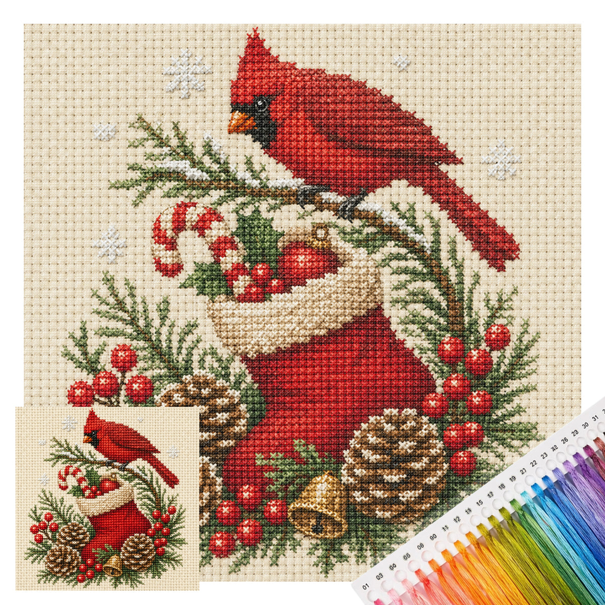 Weihnachtsstrumpf - Vollständiges 14CT Stempel-Kreuzstich-Set 30x30CM - Huacan