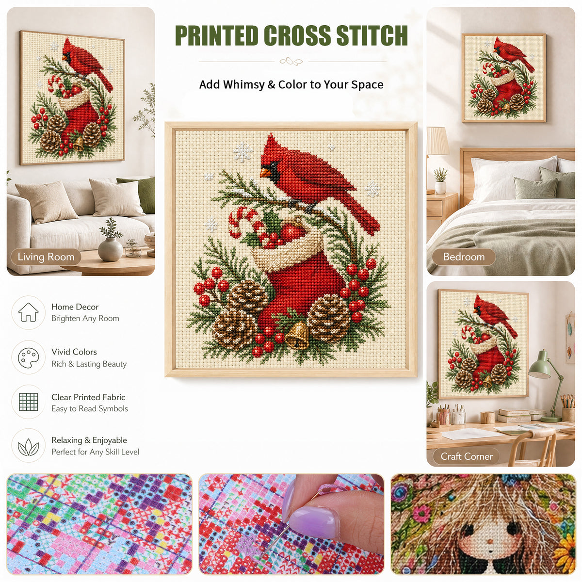 Weihnachtsstrumpf - Vollständiges 14CT Stempel-Kreuzstich-Set 30x30CM - Huacan