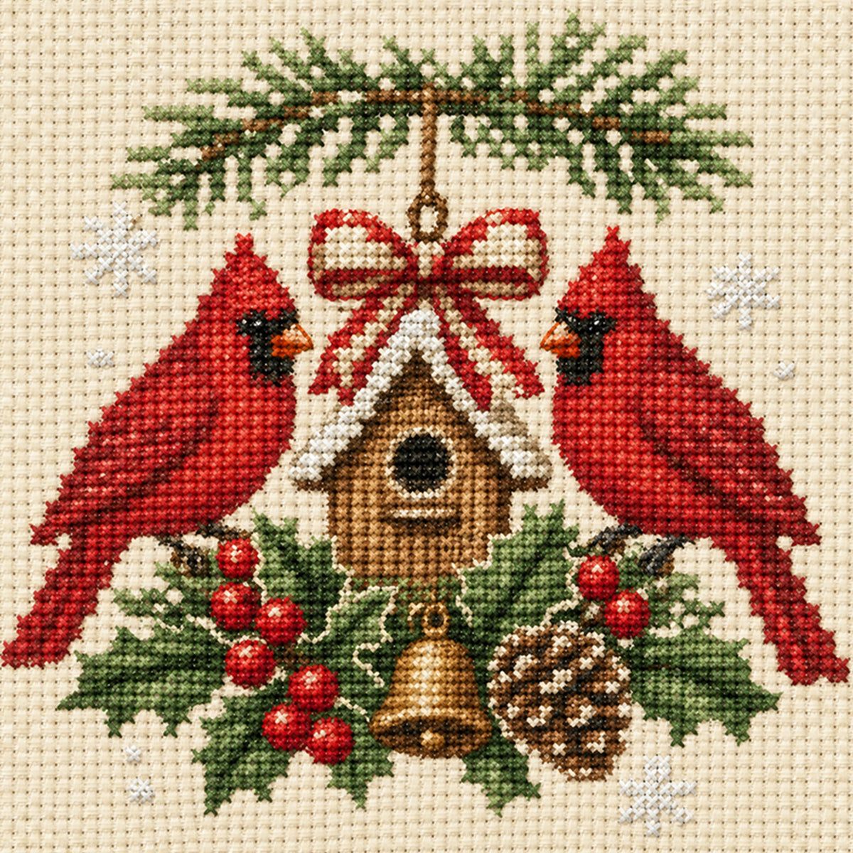 Cardinal Duo – Vollständiges 14CT gestempeltes Kreuzstich-Set 30x30CM – Huacan