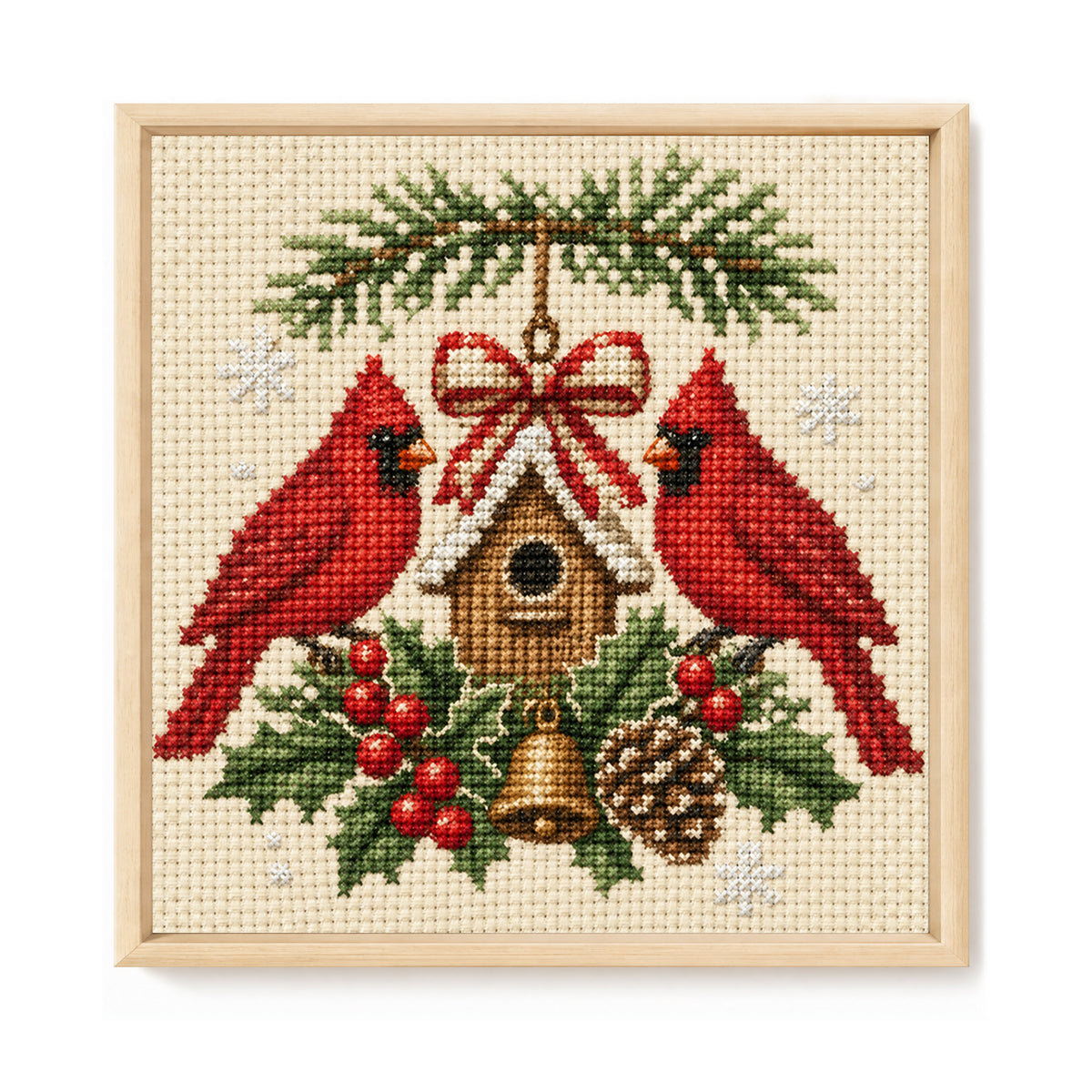 Cardinal Duo – Vollständiges 14CT gestempeltes Kreuzstich-Set 30x30CM – Huacan