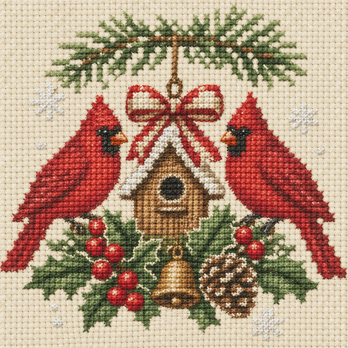 Cardinal Duo – Vollständiges 14CT gestempeltes Kreuzstich-Set 30x30CM – Huacan