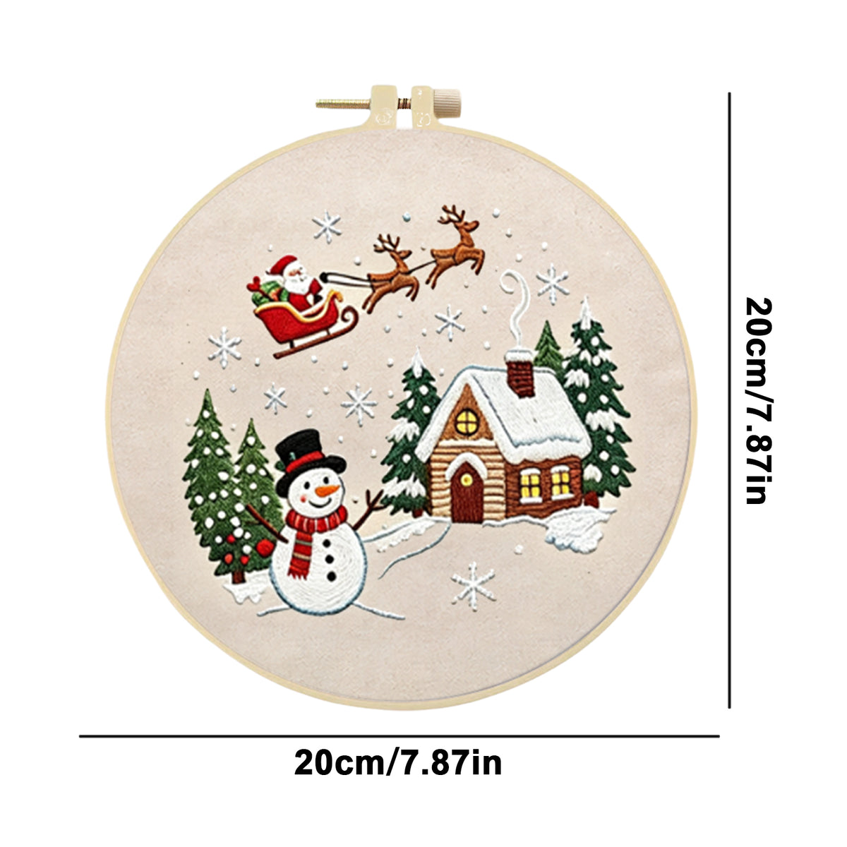 Winter Village - DIY Embroidery Cross Stitch Kit with Pattern Cotton Threads Needles Hoop 35×25.5CM/13.78×10.04in