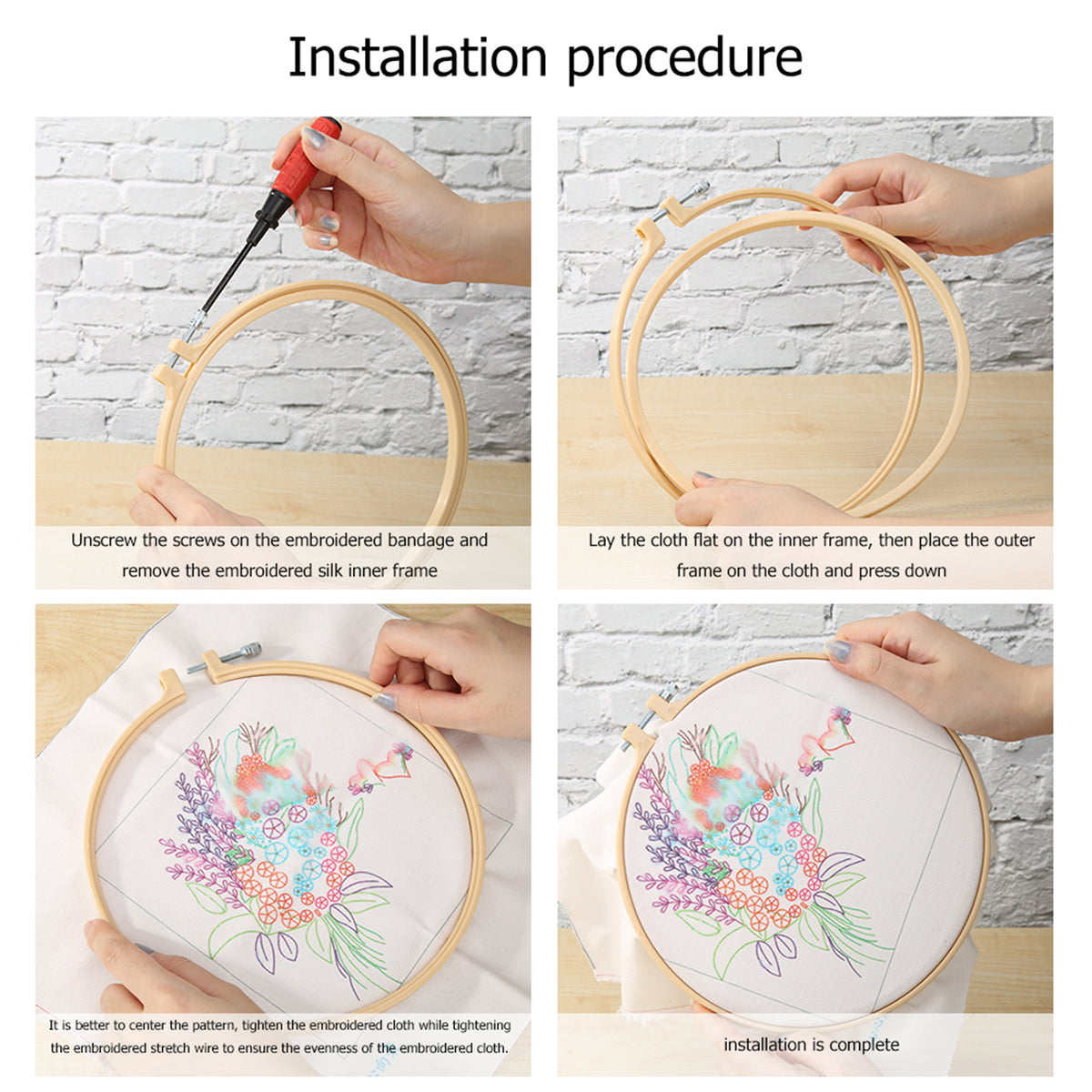 Winter Village - DIY Embroidery Cross Stitch Kit with Pattern Cotton Threads Needles Hoop 35×25.5CM/13.78×10.04in