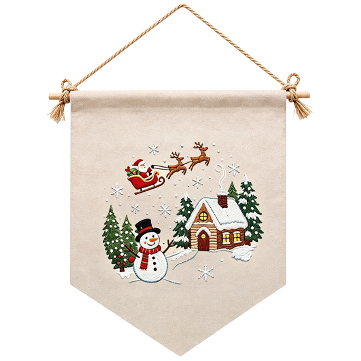 Winter Village - DIY Embroidery Cross Stitch Kit with Pattern Cotton Threads Needles Hoop 35×25.5CM/13.78×10.04in