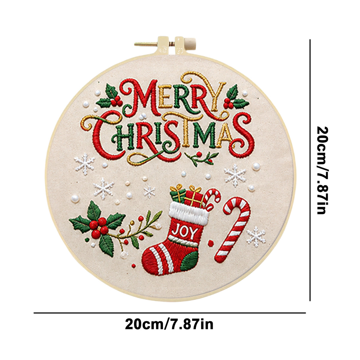 Festive Greetings - DIY Embroidery Cross Stitch Kit with Pattern Cotton Threads Needles Hoop 35×25.5CM/13.78×10.04in