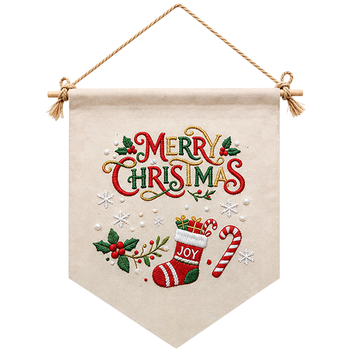 Festive Greetings - DIY Embroidery Cross Stitch Kit with Pattern Cotton Threads Needles Hoop 35×25.5CM/13.78×10.04in