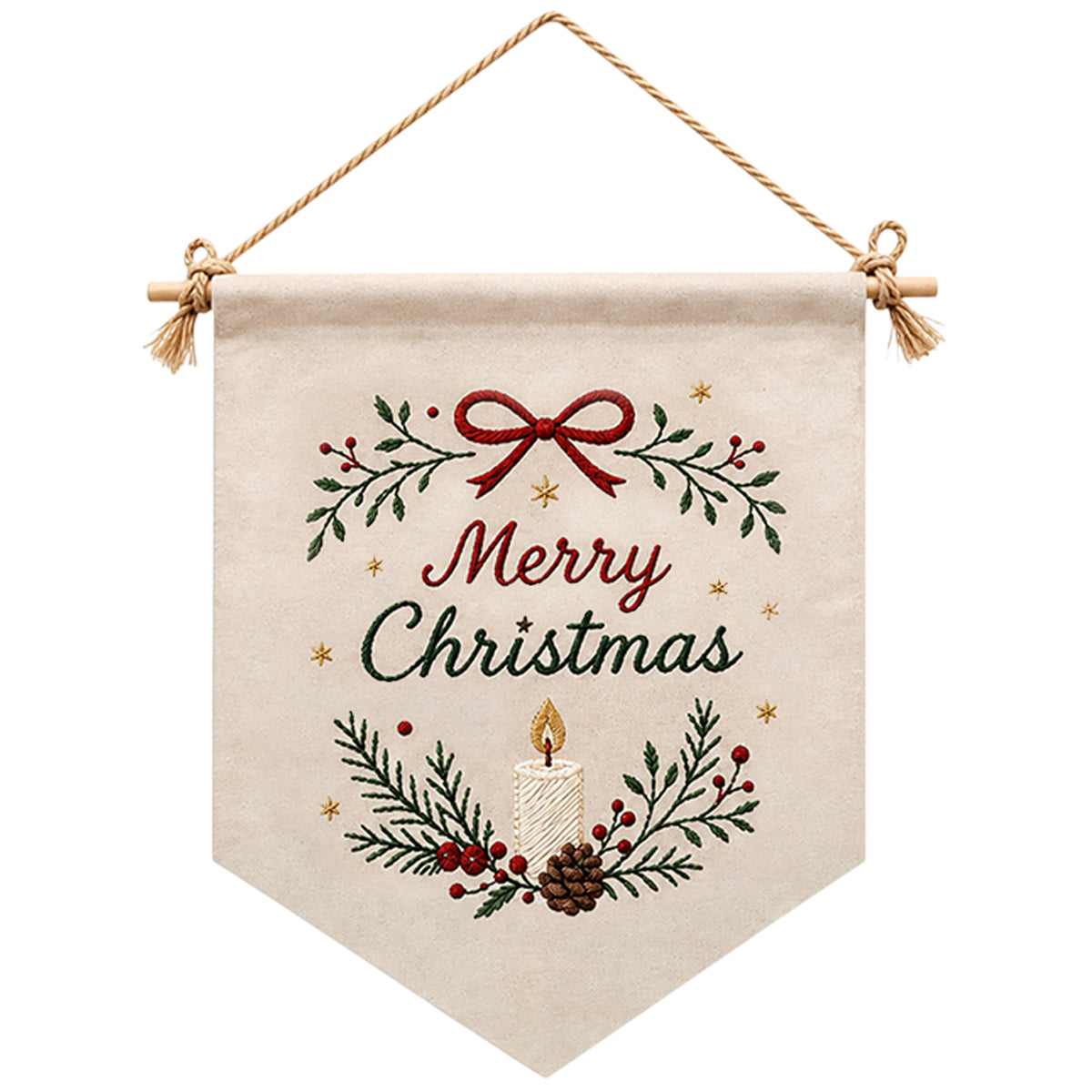 Candle Noel - DIY Embroidery Cross Stitch Kit with Pattern Cotton Threads Needles Hoop 35×25.5CM/13.78×10.04in