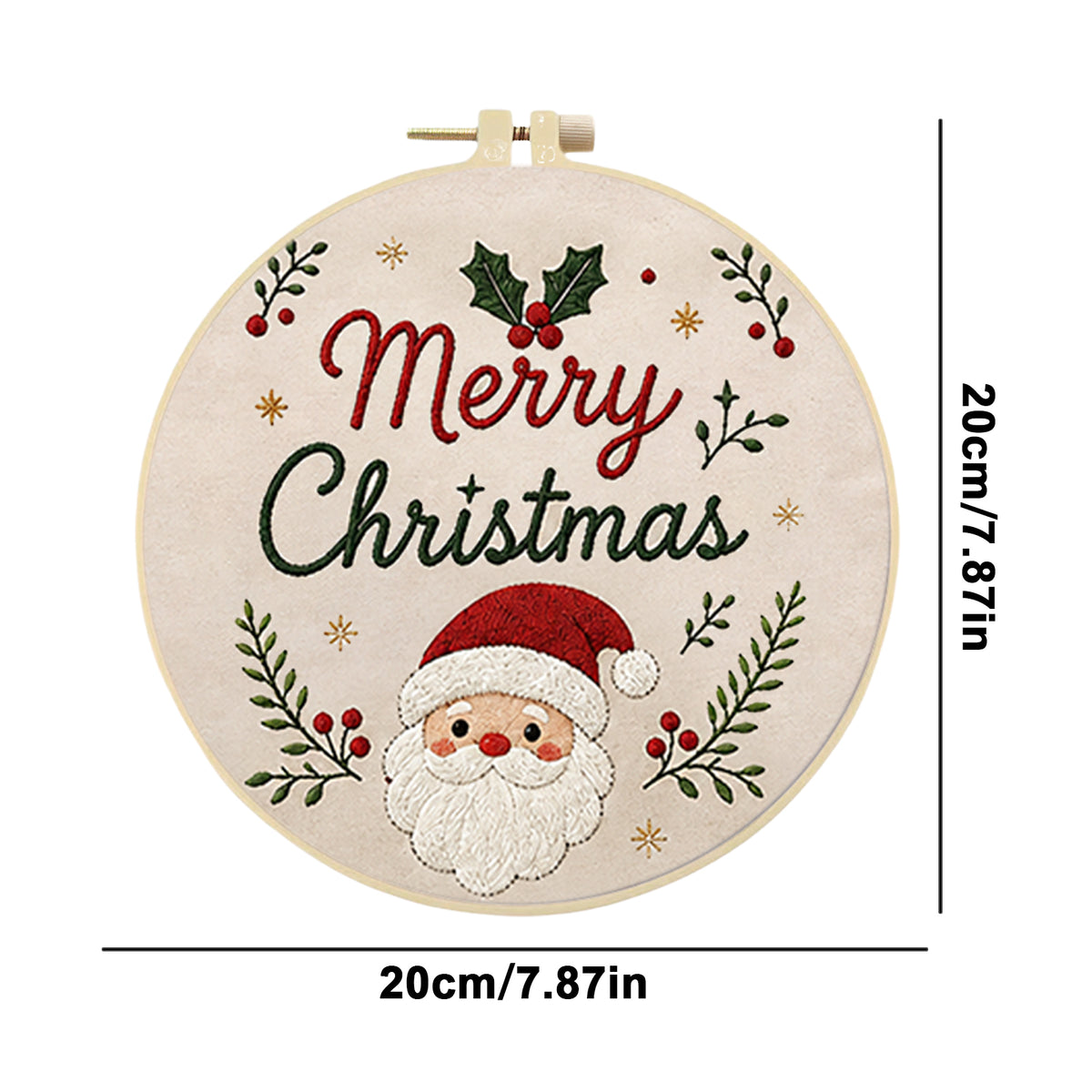 Santa Portrait - DIY Embroidery Cross Stitch Kit with Pattern Cotton Threads Needles Hoop 35×25.5CM/13.78×10.04in